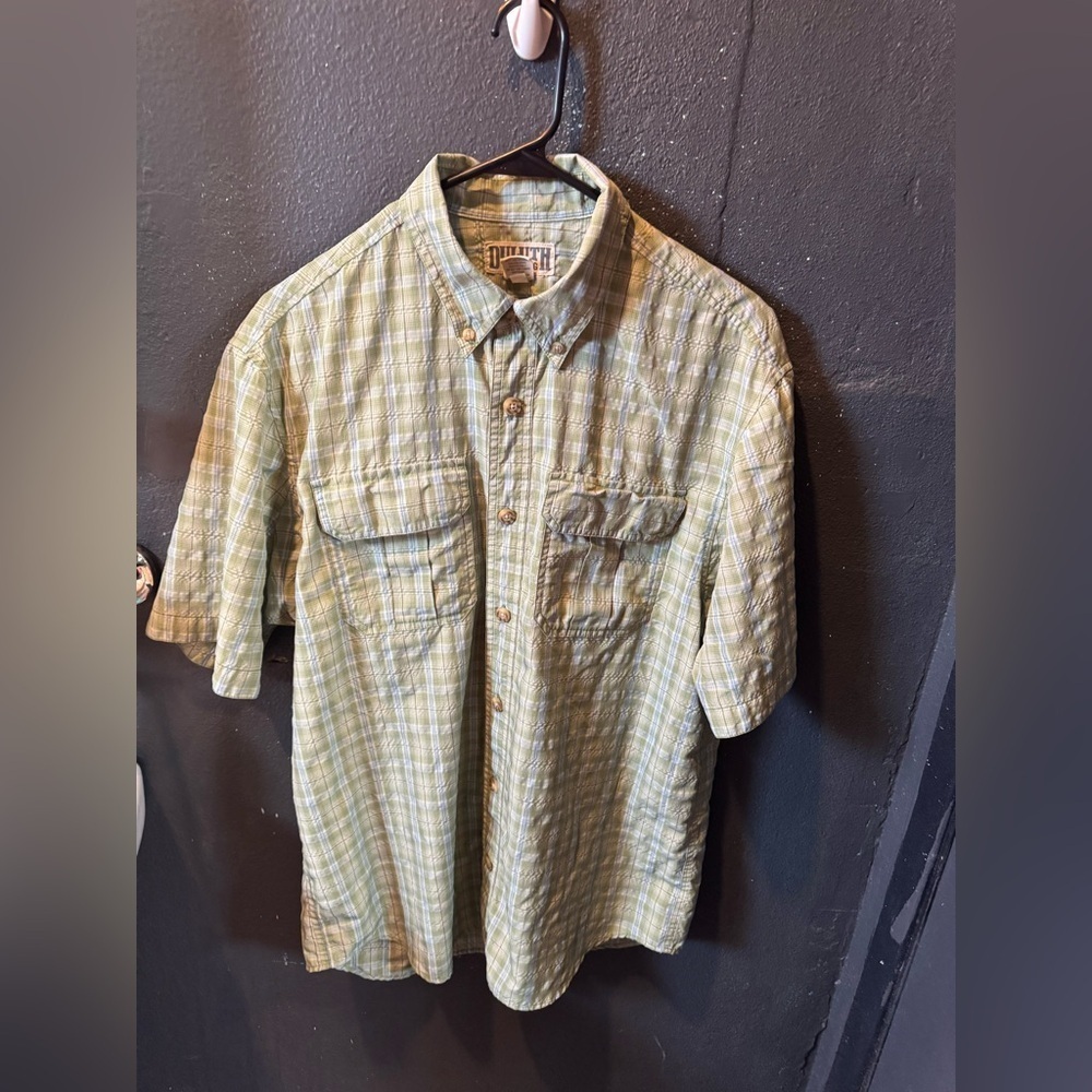 Duluth Trading Co Green Casual Button Down Shirt